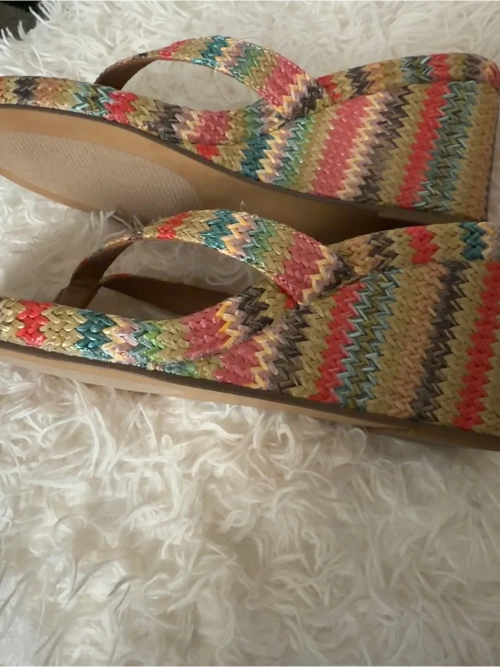 Steve Madden Multicolor Zigzag Wedge Thong Sandals